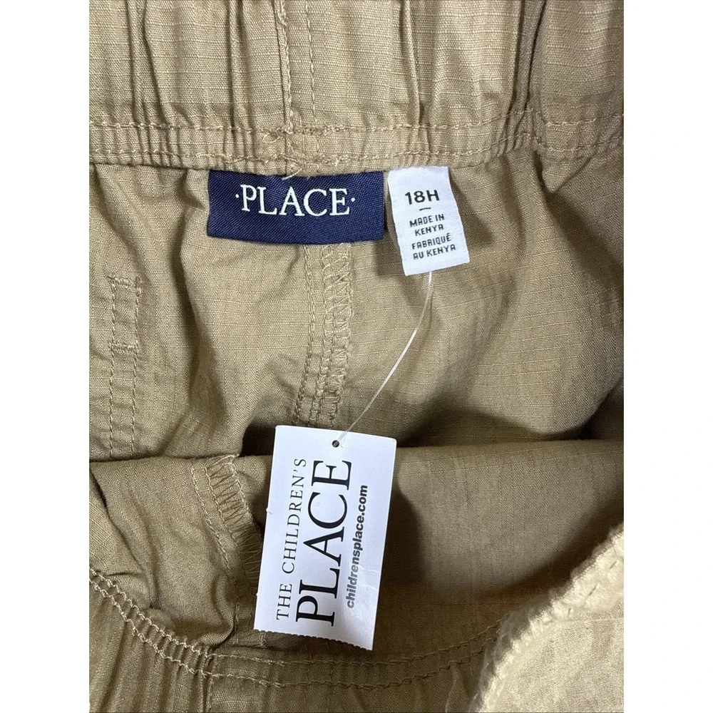 The Childrens‎ Place Boys Size 18 Husky Khaki Cargo Shorts Adjustable Waist